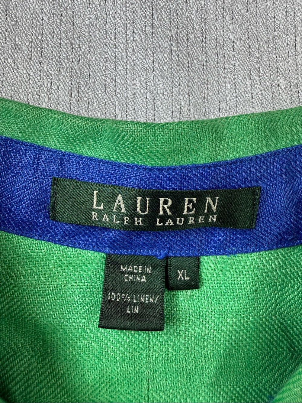 Lauren Ralph Lauren 100% Linen Bright Green Button-Down Shirt Women’s Size XL - Picture 11 of 14